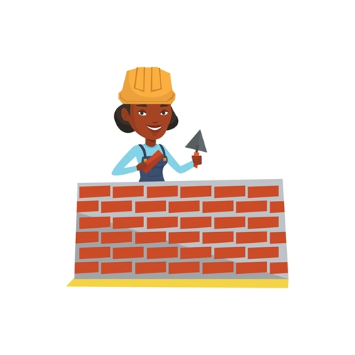 Construction Theme Bricklayer Girl Transparent Sticker